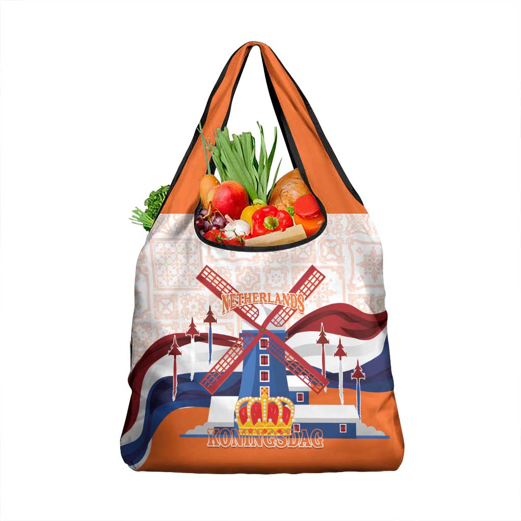 Netherlands King's Day Grocery Bag Windmill With Nederland Pattern