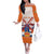 Netherlands King's Day Off The Shoulder Long Sleeve Dress Windmill With Nederland Pattern