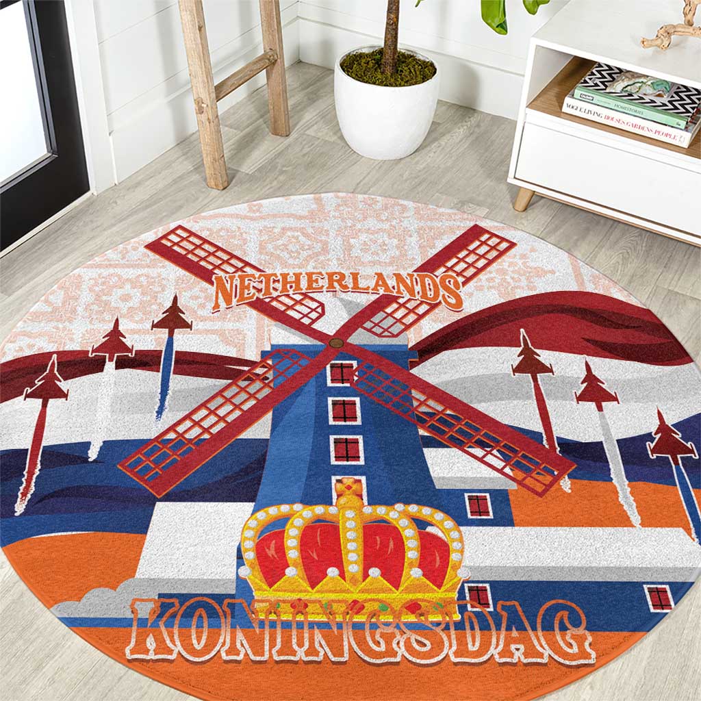 Netherlands King's Day Round Carpet Windmill With Nederland Pattern