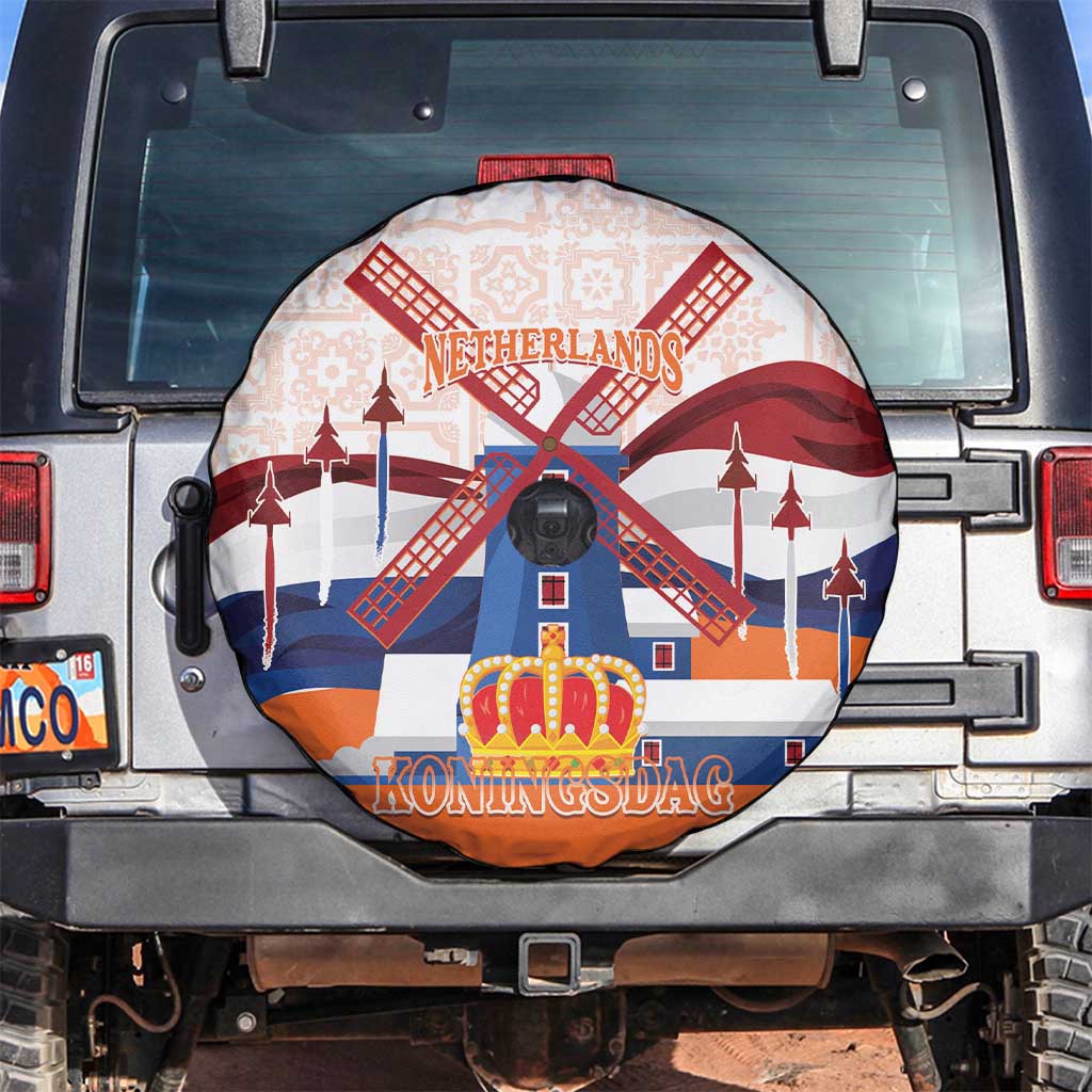 Netherlands King's Day Spare Tire Cover Windmill With Nederland Pattern