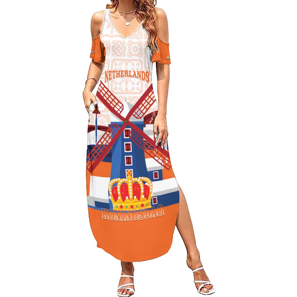 Netherlands King's Day Summer Maxi Dress Windmill With Nederland Pattern