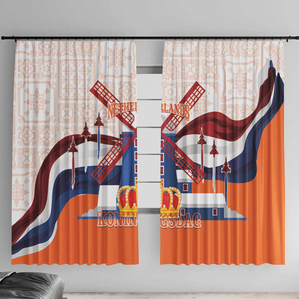 Netherlands King's Day Window Curtain Windmill With Nederland Pattern