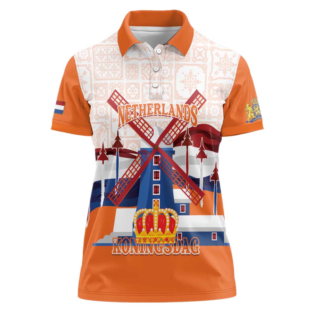 Netherlands King's Day Women Polo Shirt Windmill With Nederland Pattern