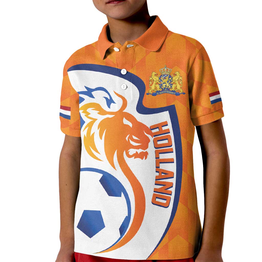 Custom Netherlands Football Kid Polo Shirt 2025 Go Champions Holland