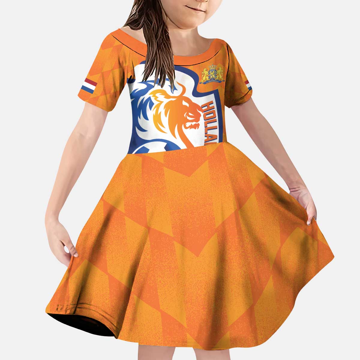 Custom Netherlands Football Kid Short Sleeve Dress 2025 Go Champions Holland