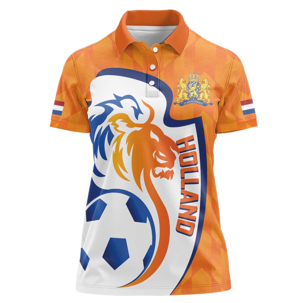 Custom Netherlands Football Women Polo Shirt 2025 Go Champions Holland