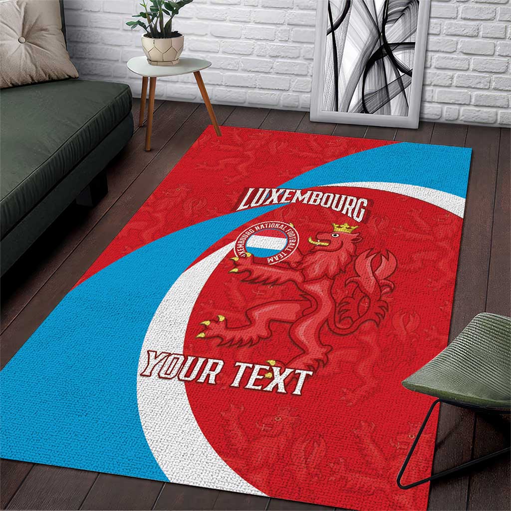 Custom Luxembourg Football Area Rug Allez Les Lions Rouges