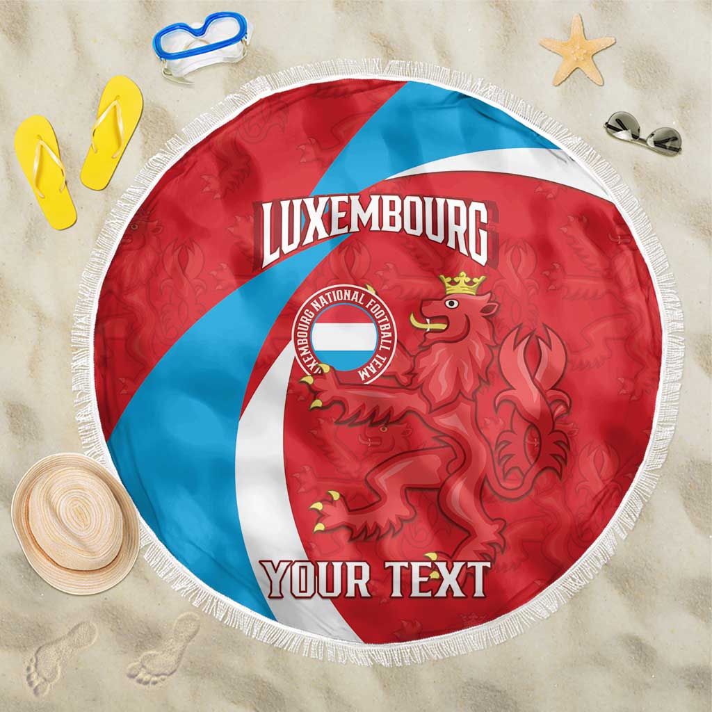 Custom Luxembourg Football Beach Blanket Allez Les Lions Rouges