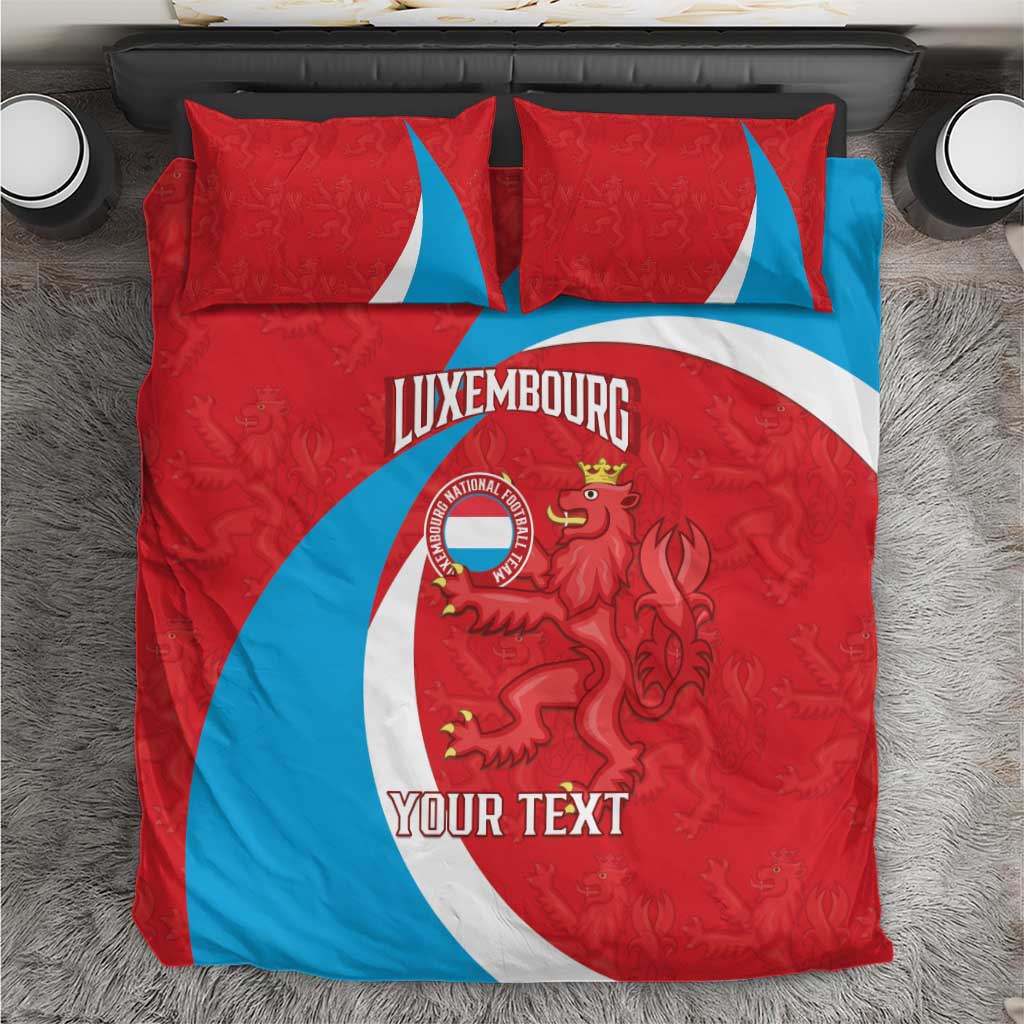 Custom Luxembourg Football Bedding Set Allez Les Lions Rouges