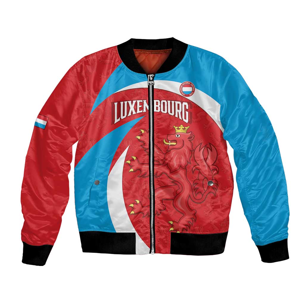 Custom Luxembourg Football Bomber Jacket Allez Les Lions Rouges