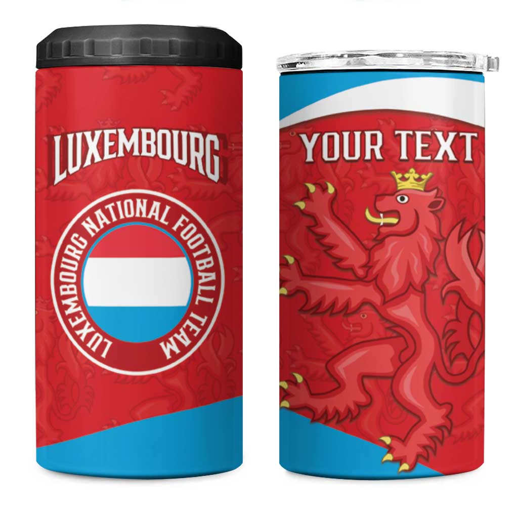 Custom Luxembourg Football 4 in 1 Can Cooler Tumbler Allez Les Lions Rouges