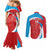 Custom Luxembourg Football Couples Matching Mermaid Dress and Long Sleeve Button Shirt Allez Les Lions Rouges