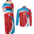 Custom Luxembourg Football Couples Matching Off Shoulder Maxi Dress and Long Sleeve Button Shirt Allez Les Lions Rouges