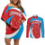 Custom Luxembourg Football Couples Matching Off Shoulder Short Dress and Long Sleeve Button Shirt Allez Les Lions Rouges