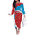 Custom Luxembourg Football Family Matching Off The Shoulder Long Sleeve Dress and Hawaiian Shirt Allez Les Lions Rouges