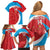 Custom Luxembourg Football Family Matching Off Shoulder Short Dress and Hawaiian Shirt Allez Les Lions Rouges