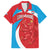 Custom Luxembourg Football Family Matching Off Shoulder Short Dress and Hawaiian Shirt Allez Les Lions Rouges