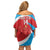 Custom Luxembourg Football Family Matching Off Shoulder Short Dress and Hawaiian Shirt Allez Les Lions Rouges