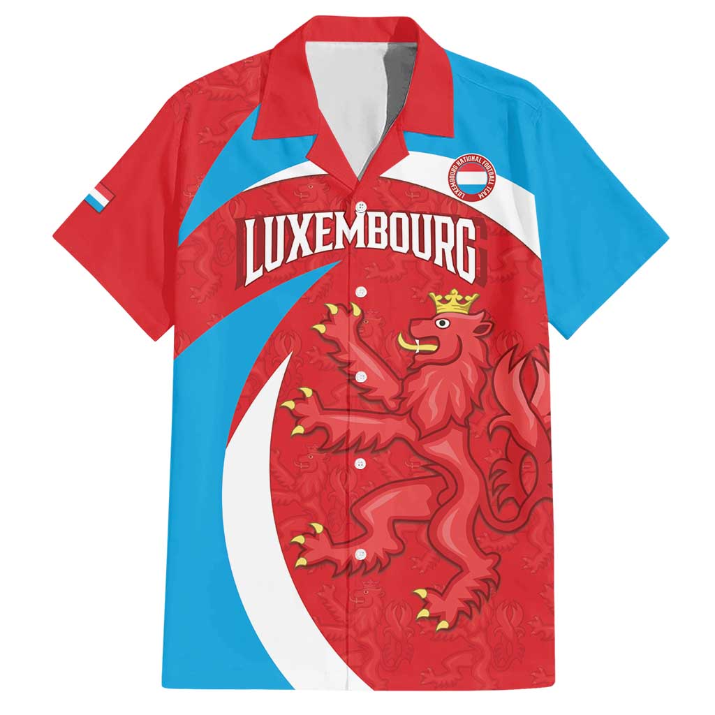 Custom Luxembourg Football Hawaiian Shirt Allez Les Lions Rouges