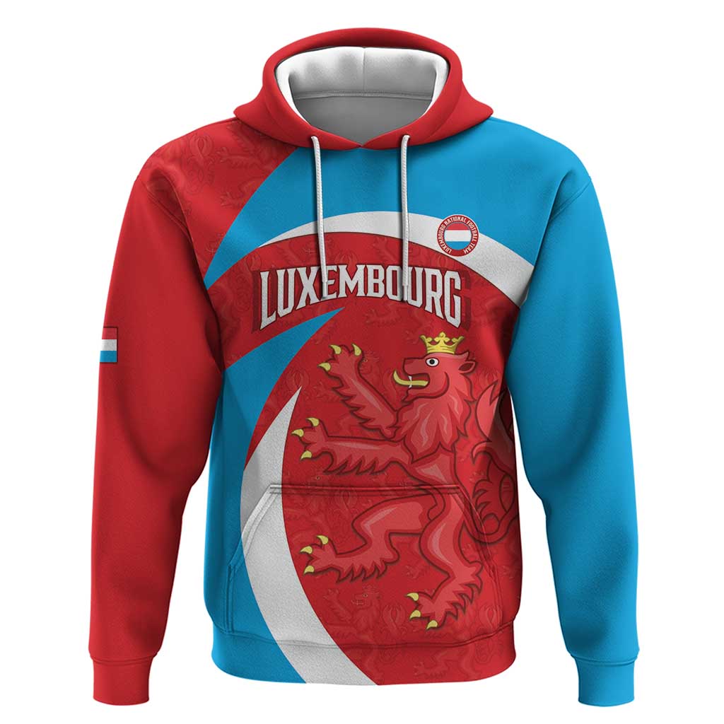 Custom Luxembourg Football Hoodie Allez Les Lions Rouges