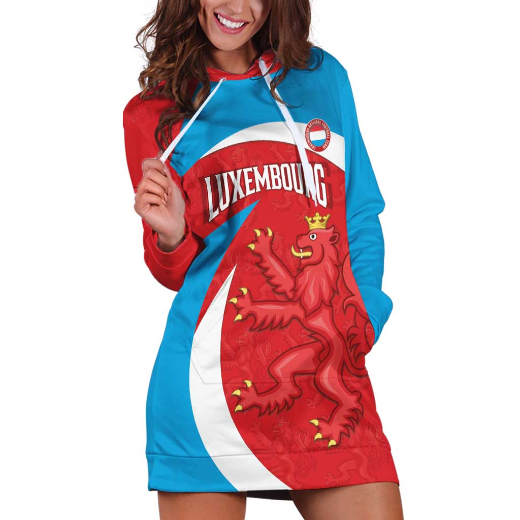 Custom Luxembourg Football Hoodie Dress Allez Les Lions Rouges