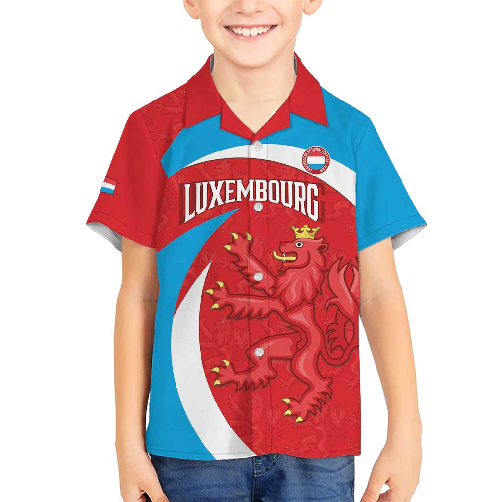 Custom Luxembourg Football Kid Hawaiian Shirt Allez Les Lions Rouges