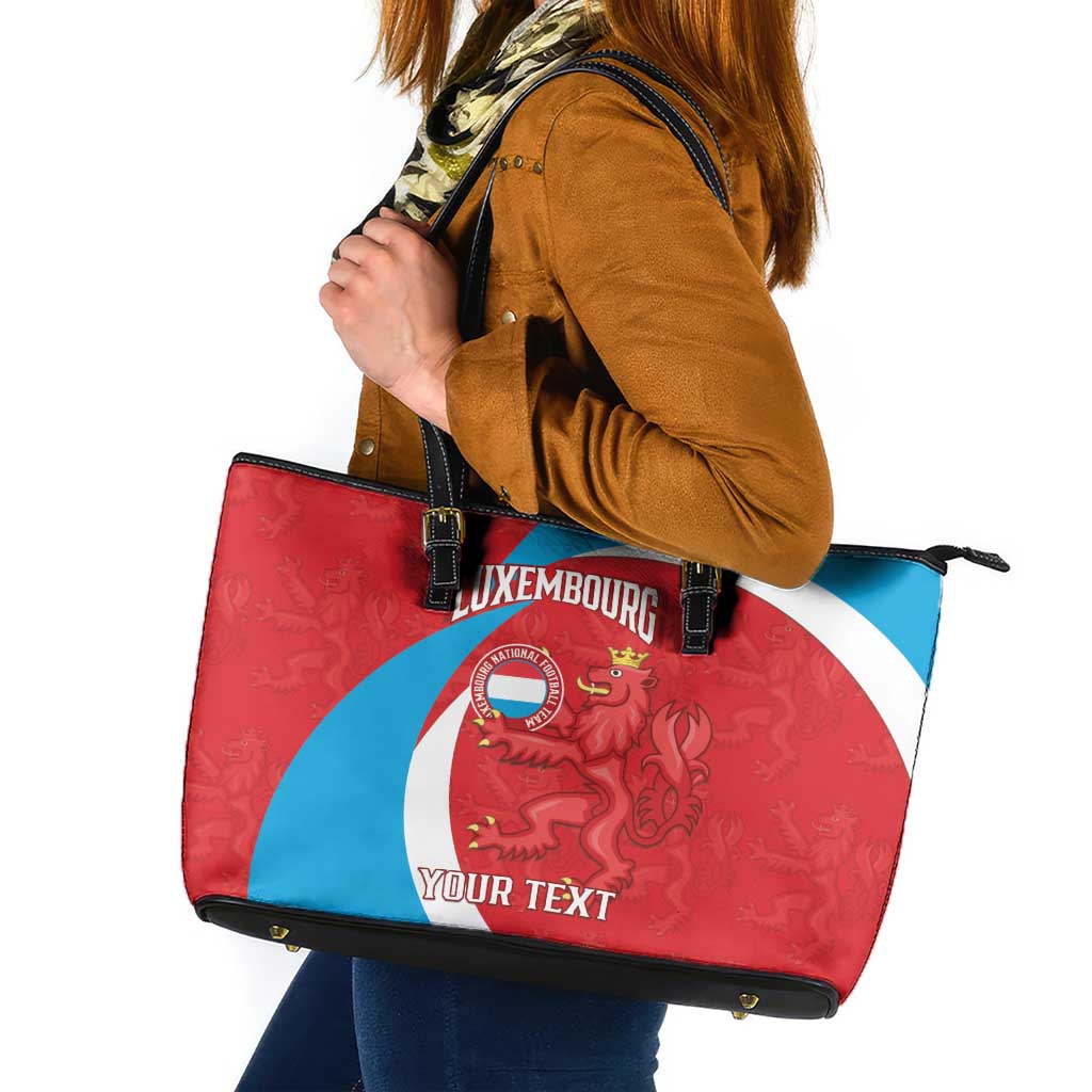 Custom Luxembourg Football Leather Tote Bag Allez Les Lions Rouges