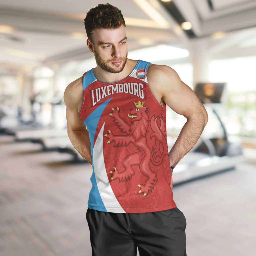 Custom Luxembourg Football Men Tank Top Allez Les Lions Rouges