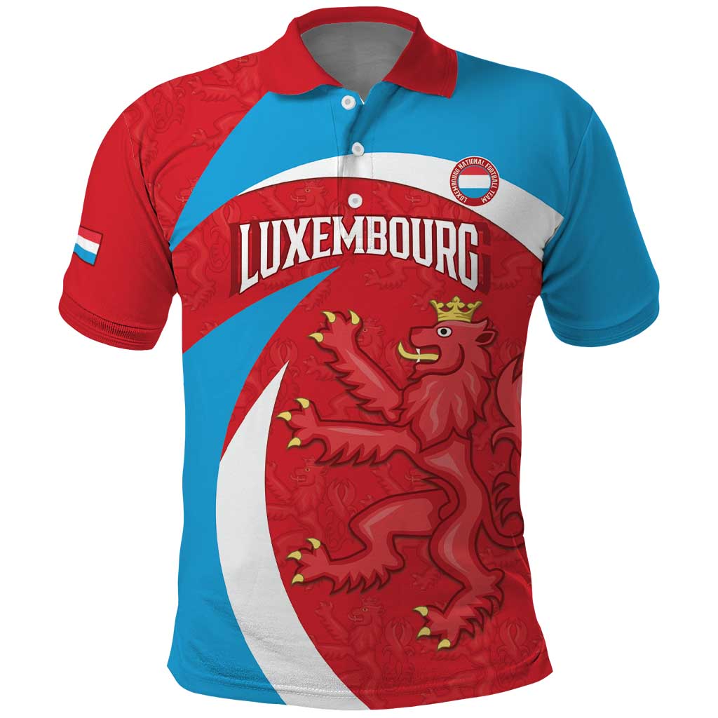 Custom Luxembourg Football Polo Shirt Allez Les Lions Rouges