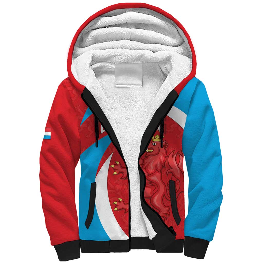 Custom Luxembourg Football Sherpa Hoodie Allez Les Lions Rouges