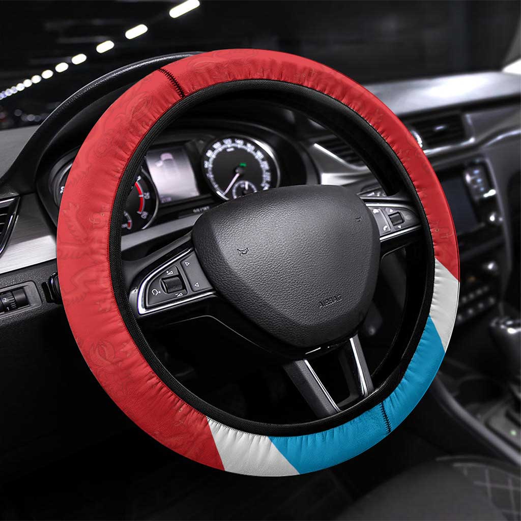 Luxembourg Football Steering Wheel Cover Allez Les Lions Rouges