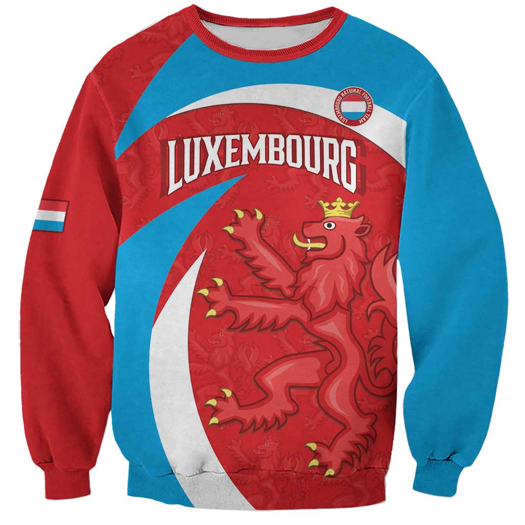 Custom Luxembourg Football Sweatshirt Allez Les Lions Rouges