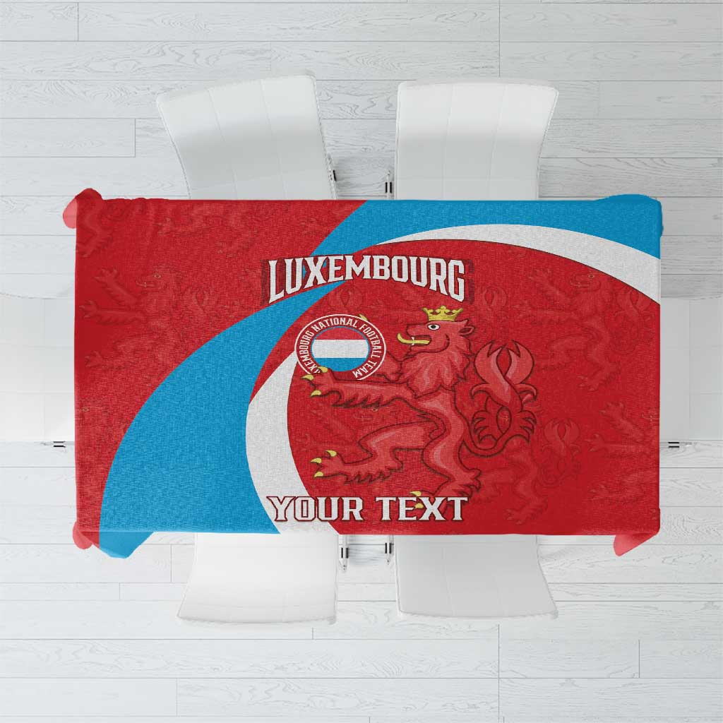 Custom Luxembourg Football Tablecloth Allez Les Lions Rouges