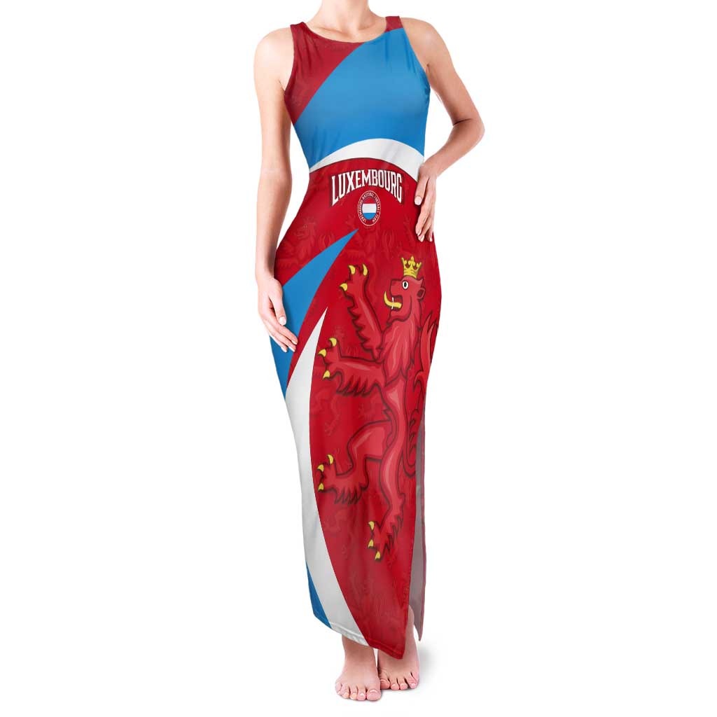 Custom Luxembourg Football Tank Maxi Dress Allez Les Lions Rouges