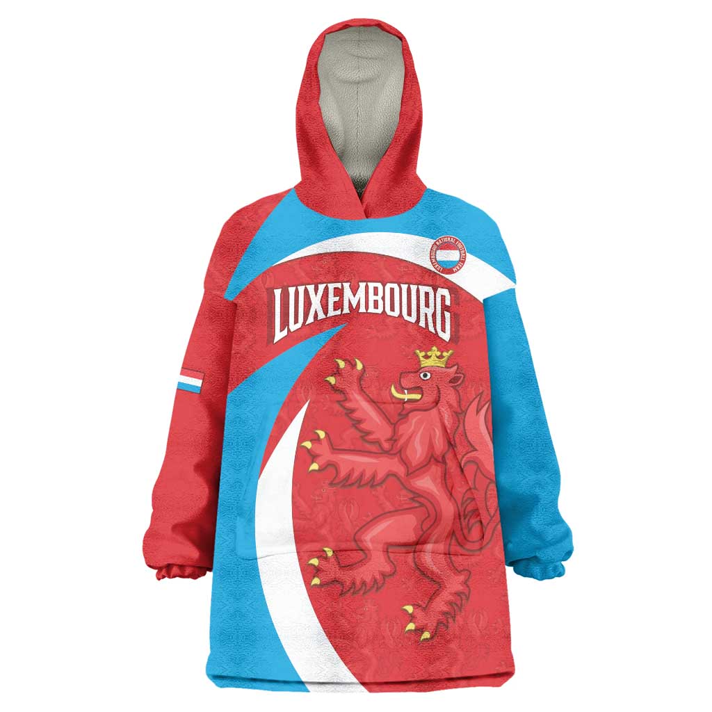 Custom Luxembourg Football Wearable Blanket Hoodie Allez Les Lions Rouges