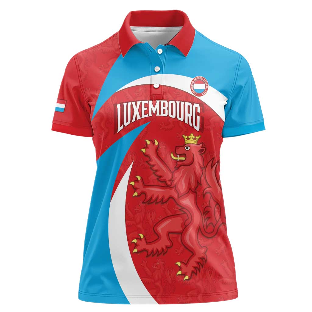 Custom Luxembourg Football Women Polo Shirt Allez Les Lions Rouges