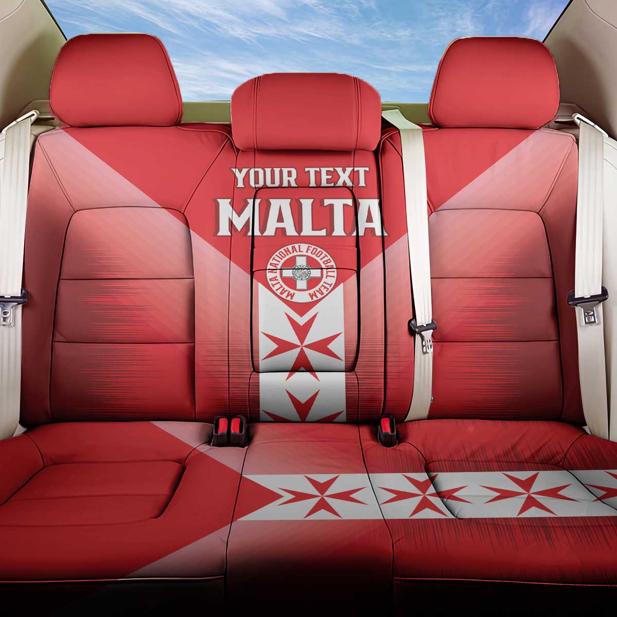 Custom Malta Football Back Car Seat Cover Maltese Cross Sporty Style