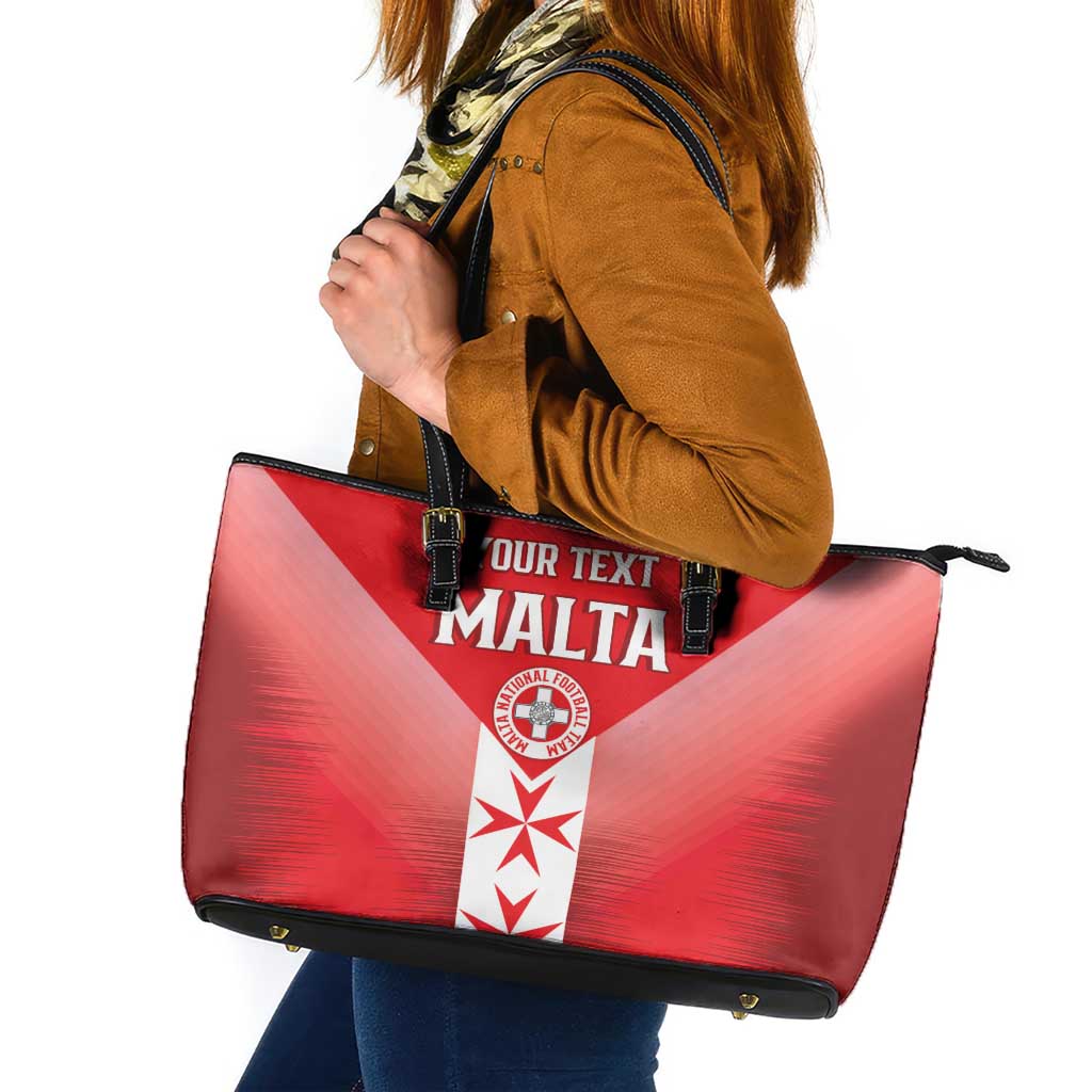 Custom Malta Football Leather Tote Bag Maltese Cross Sporty Style