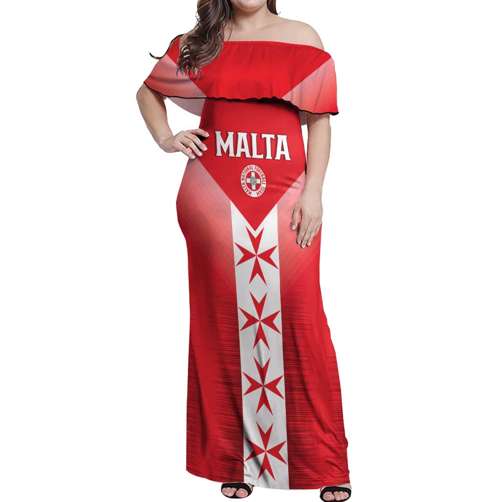 Custom Malta Football Off Shoulder Maxi Dress Maltese Cross Sporty Style