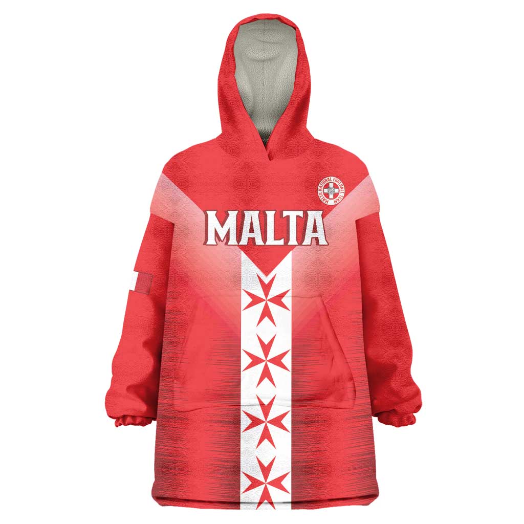 Custom Malta Football Wearable Blanket Hoodie Maltese Cross Sporty Style