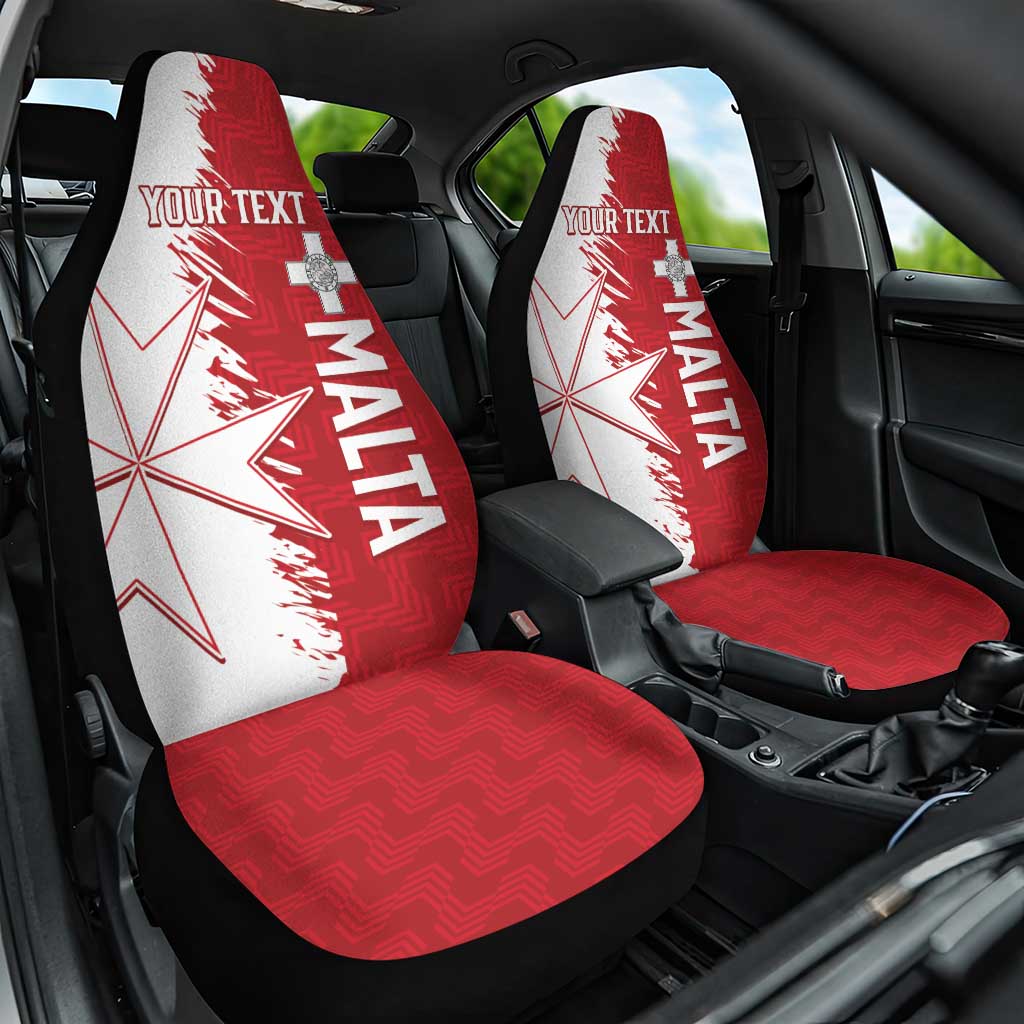 Custom Malta Football Car Seat Cover Go Champions Flag Style