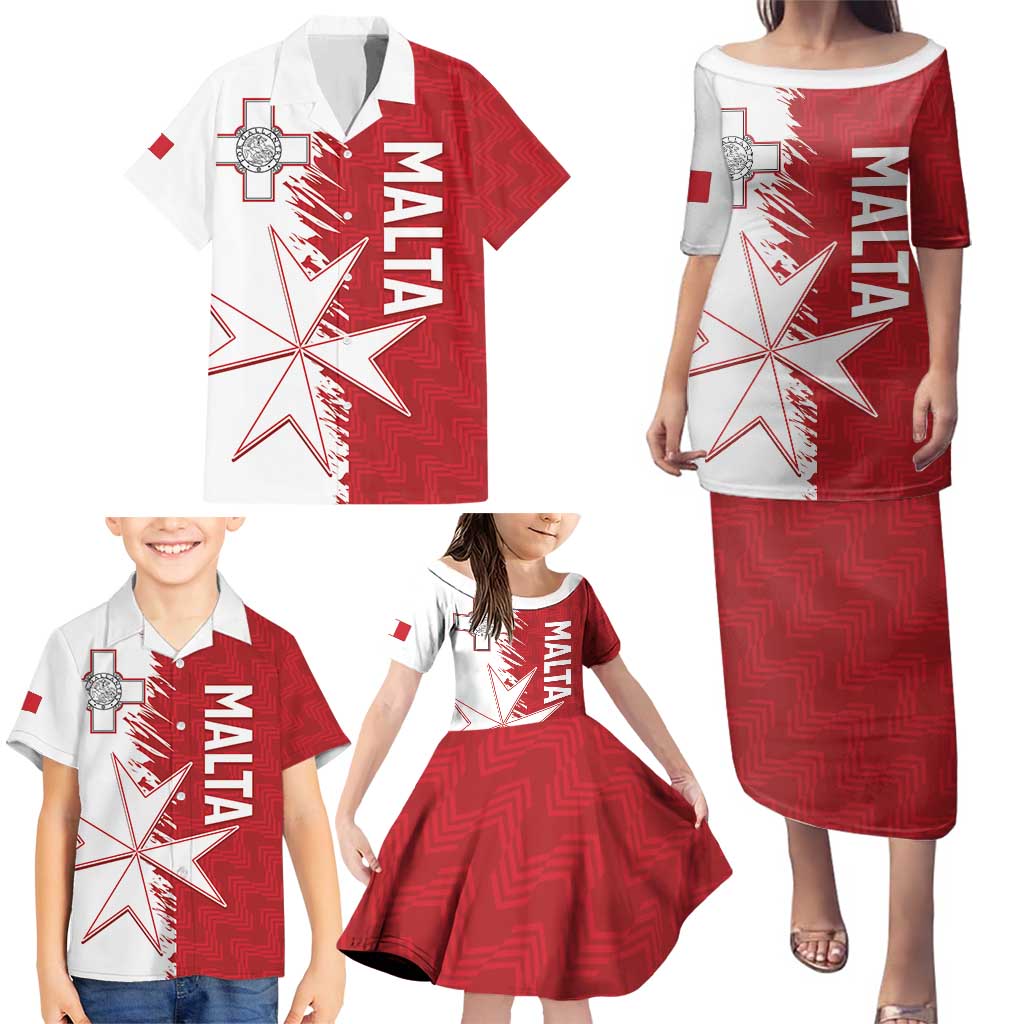 Custom Malta Football Family Matching Puletasi and Hawaiian Shirt Go Champions Flag Style