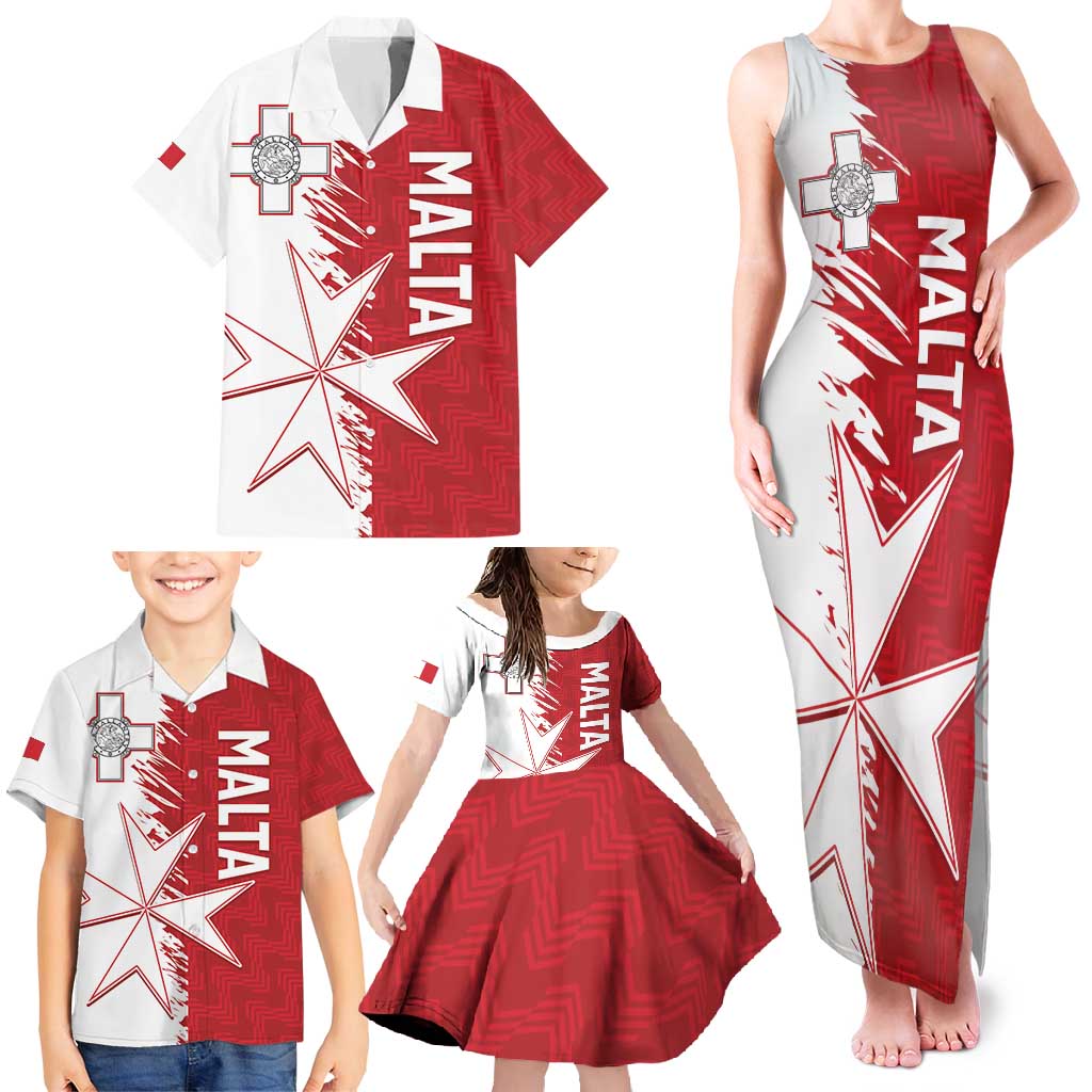 Custom Malta Football Family Matching Tank Maxi Dress and Hawaiian Shirt Go Champions Flag Style