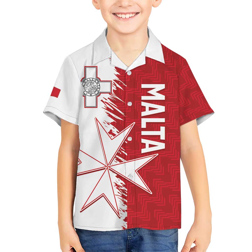 Custom Malta Football Kid Hawaiian Shirt Go Champions Flag Style