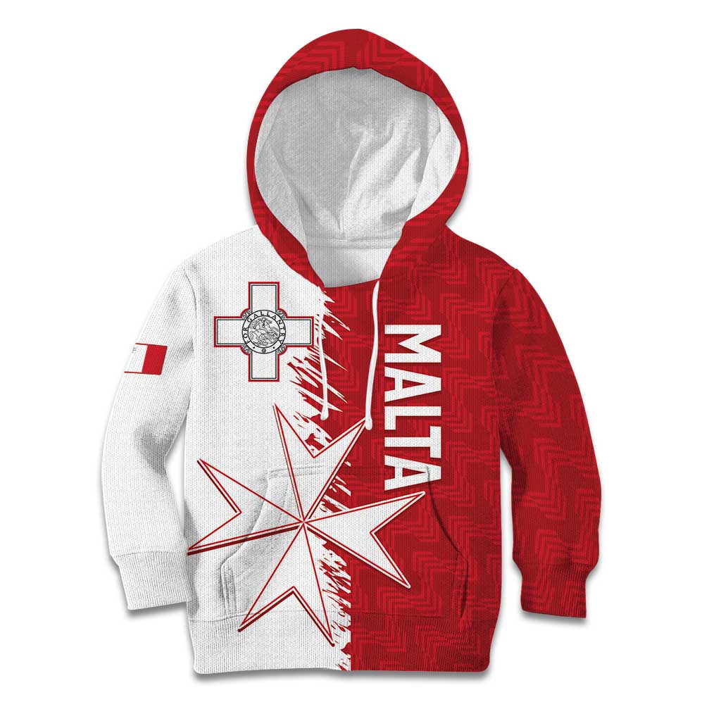 Custom Malta Football Kid Hoodie Go Champions Flag Style