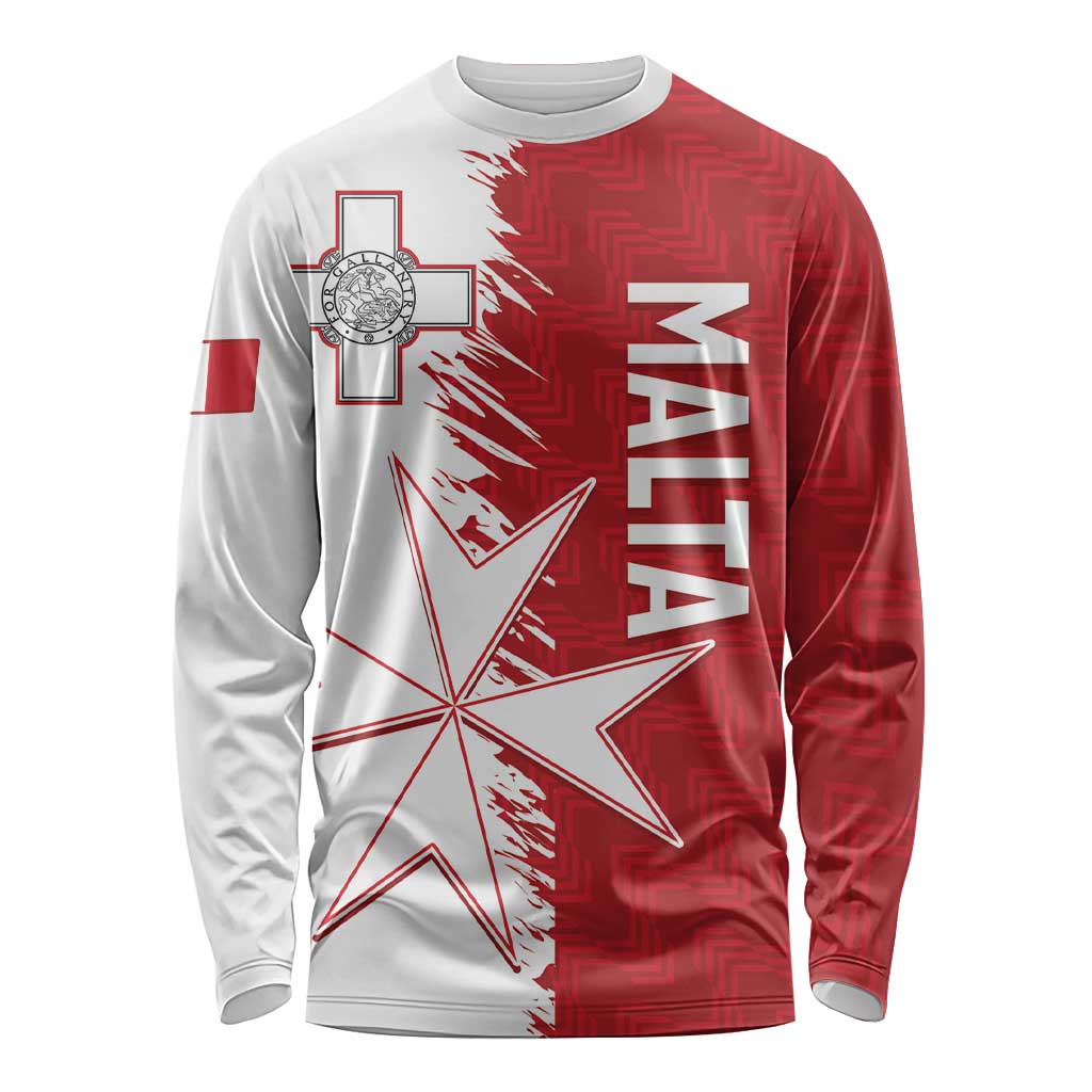 Custom Malta Football Long Sleeve Shirt Go Champions Flag Style