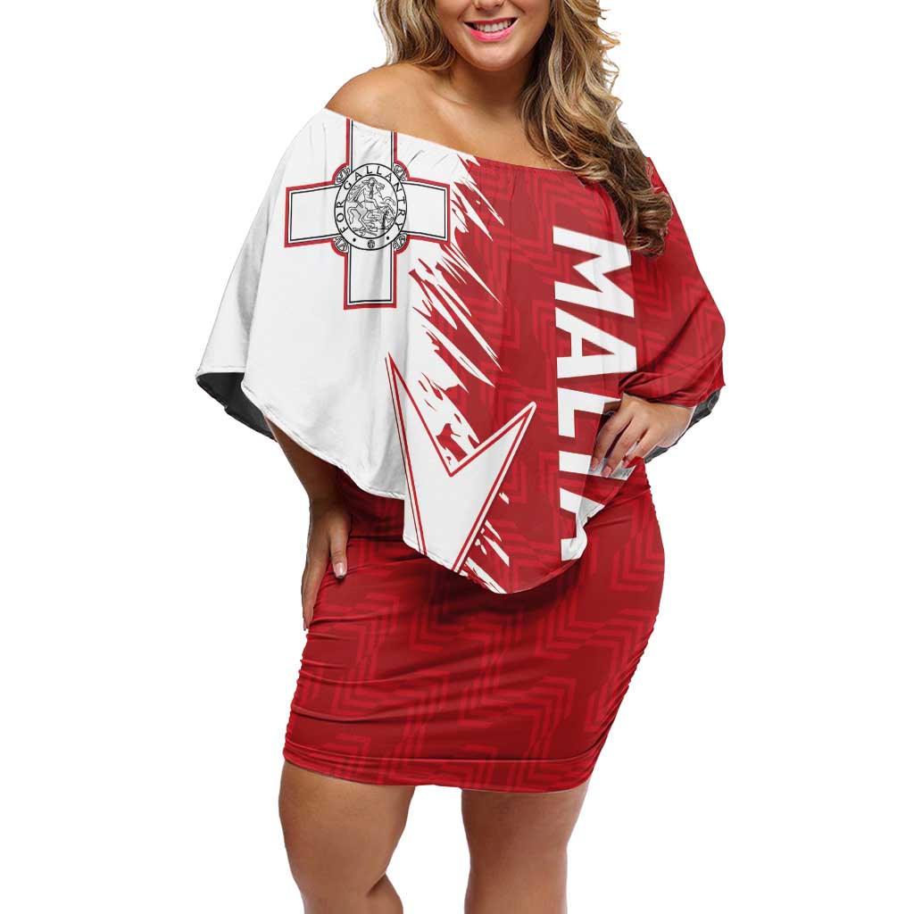 Custom Malta Football Off Shoulder Short Dress Go Champions Flag Style