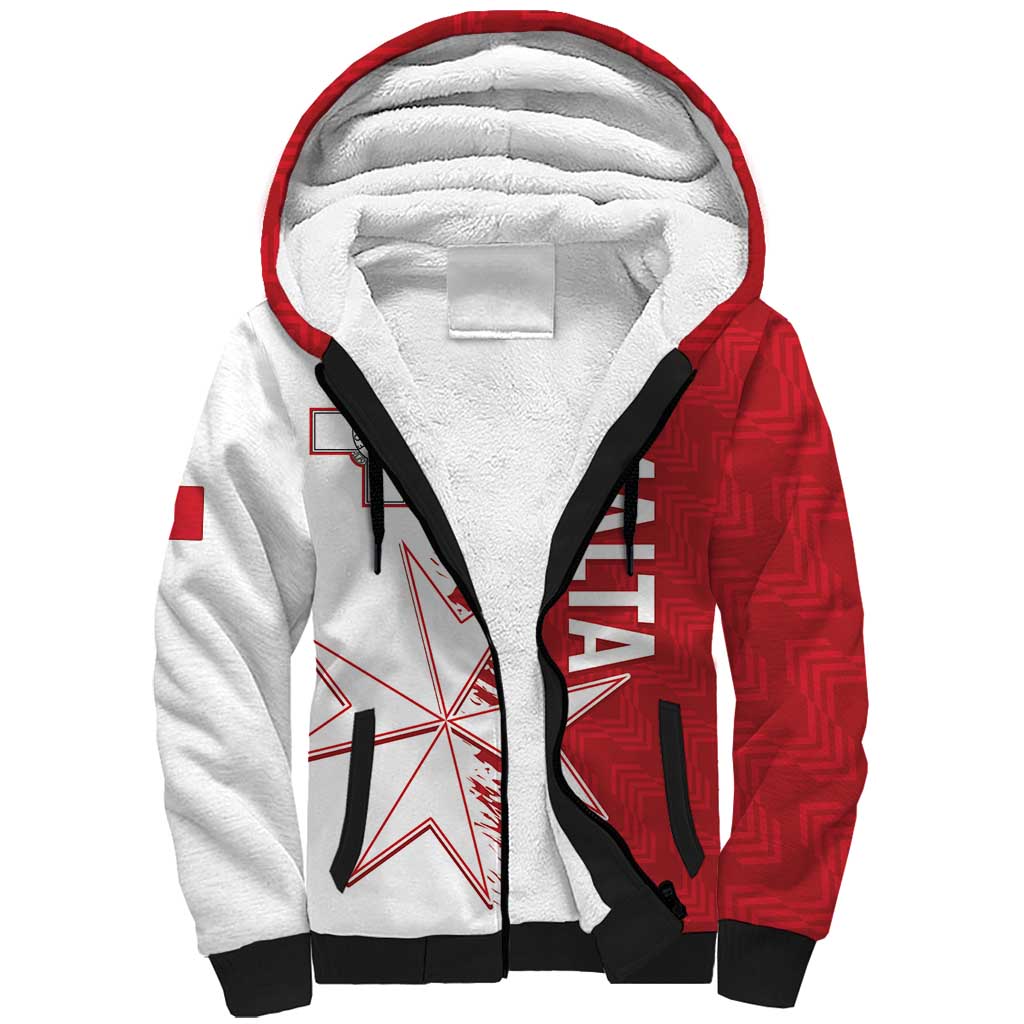 Custom Malta Football Sherpa Hoodie Go Champions Flag Style