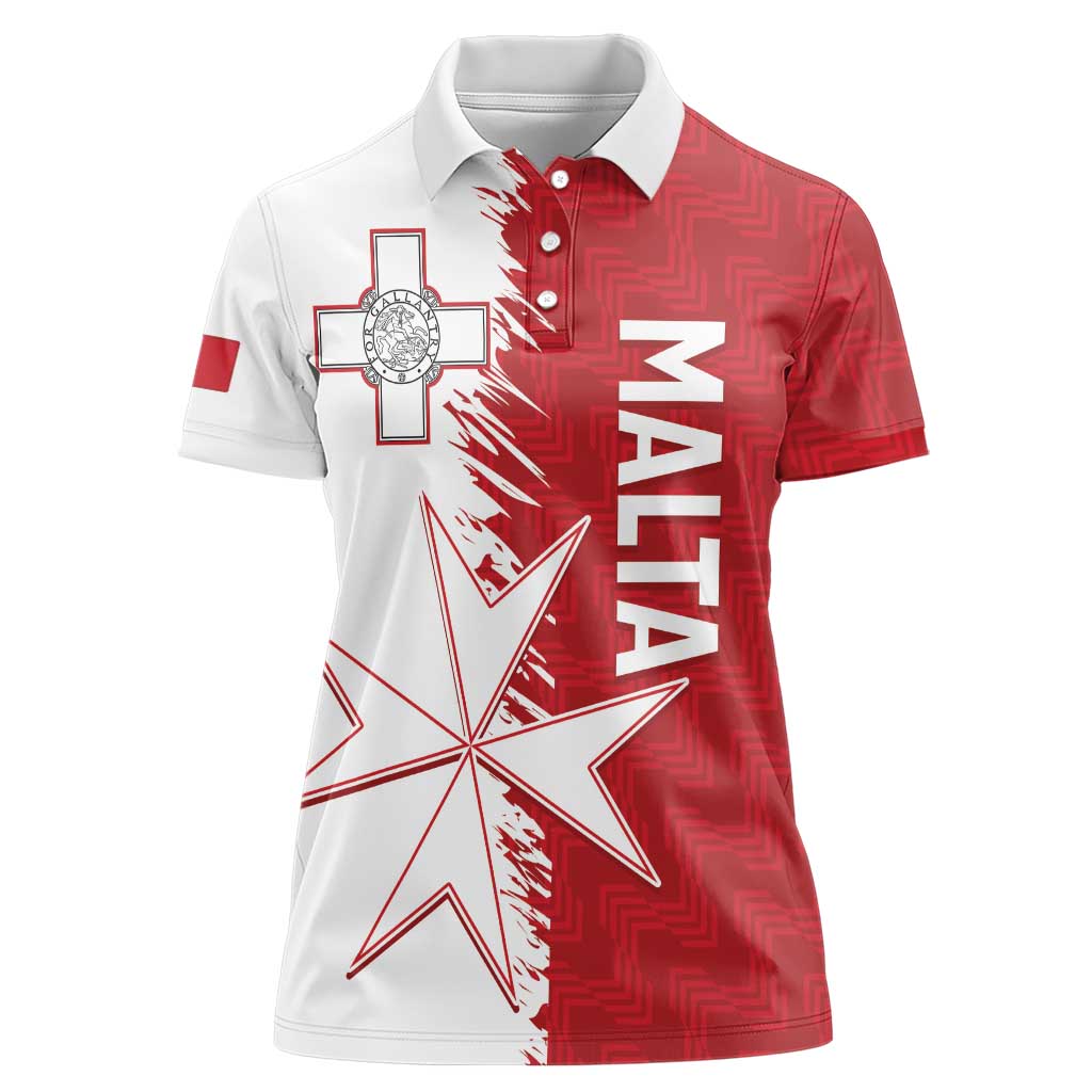 Custom Malta Football Women Polo Shirt Go Champions Flag Style