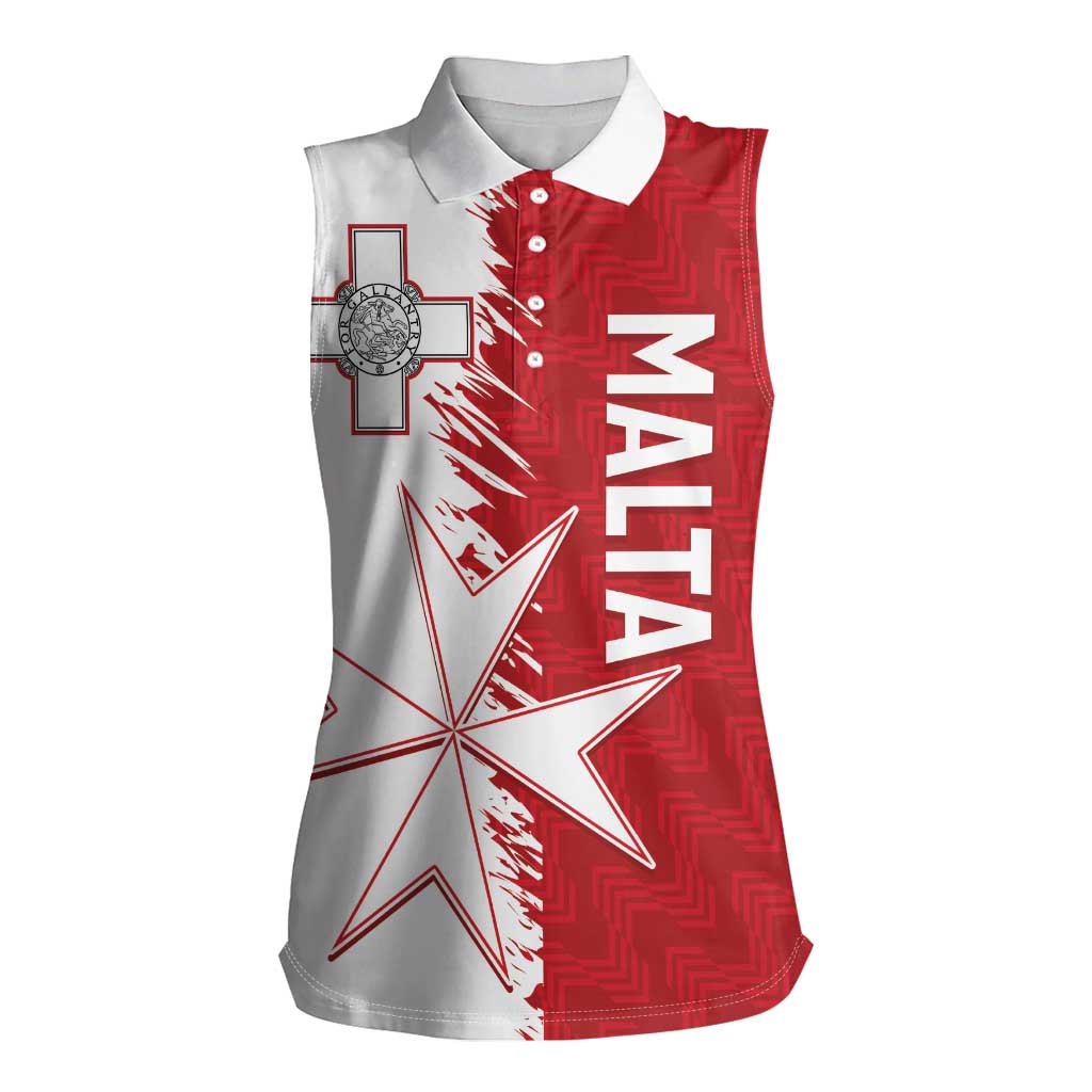 Custom Malta Football Women Sleeveless Polo Shirt Go Champions Flag Style